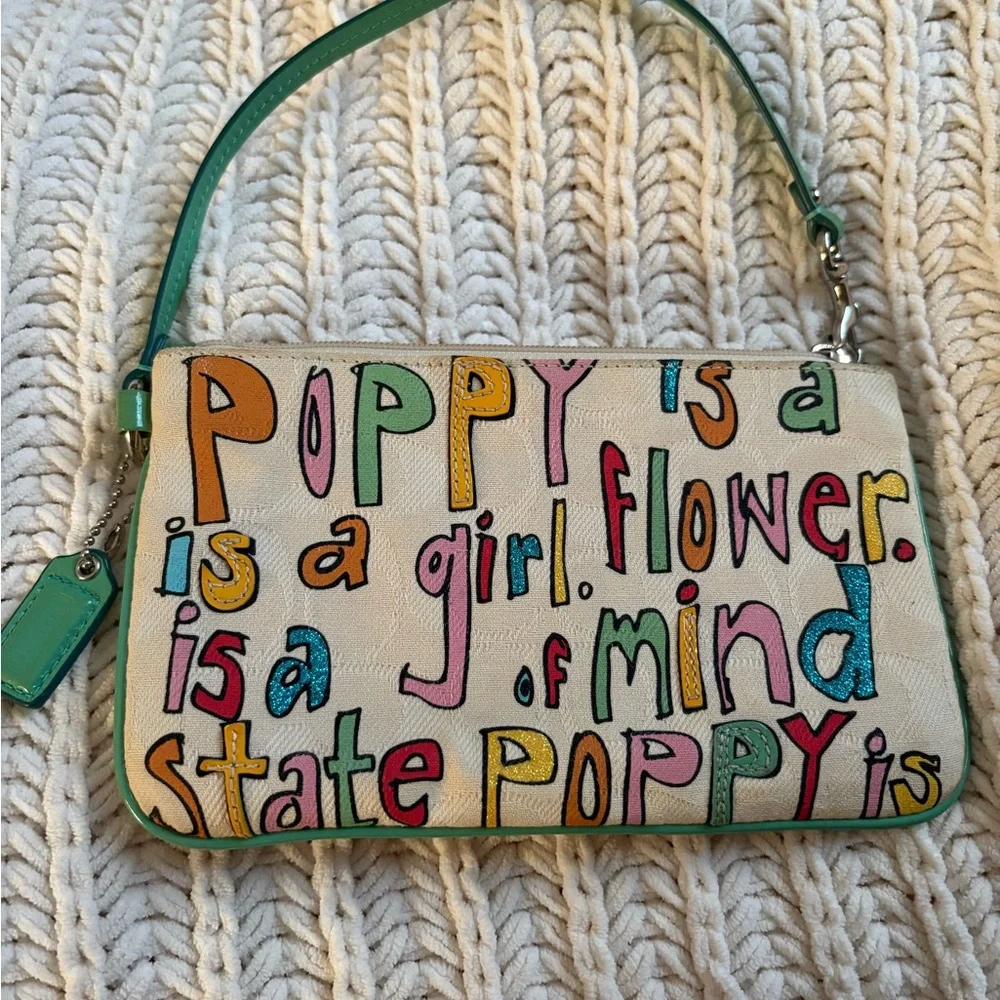 Coach Poppy Multi-colored Canvas Wristlet - Picture 2 of 7